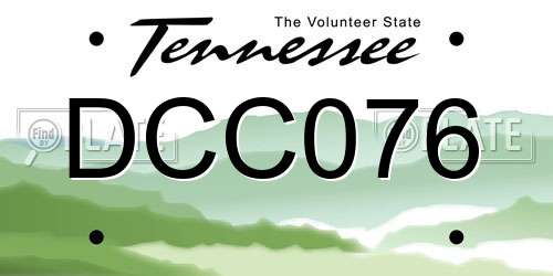 DCC076 Tennessee License Plate