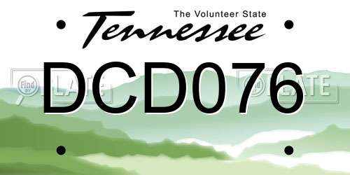 DCD076 Tennessee License Plate