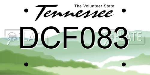 DCF083 Tennessee License Plate
