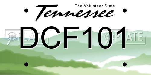 DCF101 Tennessee License Plate