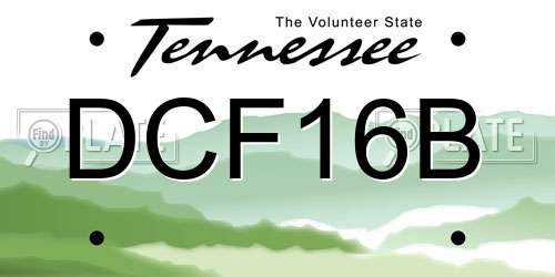DCF16B Tennessee License Plate