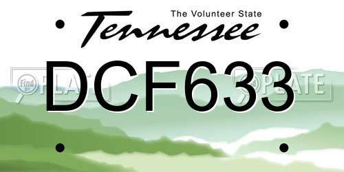 DCF633 Tennessee License Plate