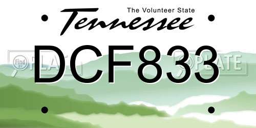 DCF833 Tennessee License Plate