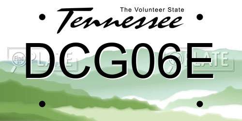 DCG06E Tennessee License Plate