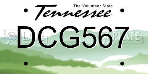 DCG567 Tennessee License Plate