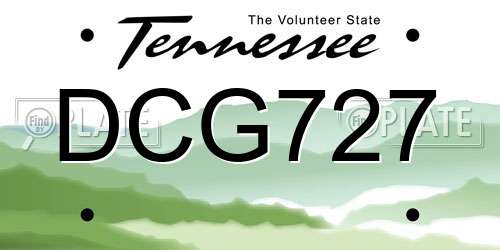 DCG727 Tennessee License Plate