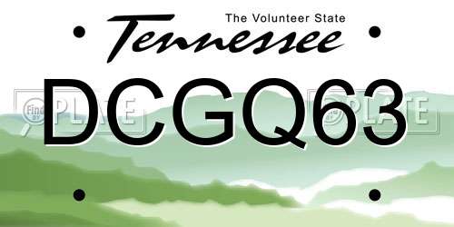 DCGQ63 Tennessee License Plate