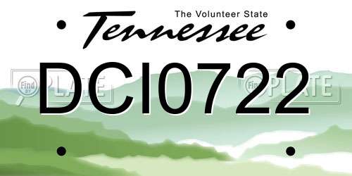 DCI0722 Tennessee License Plate