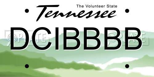DCIBBBB Tennessee License Plate
