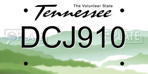 DCJ910 Tennessee License Plate
