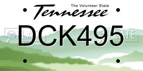 DCK495 Tennessee License Plate
