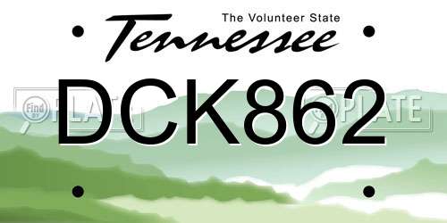 DCK862 Tennessee License Plate