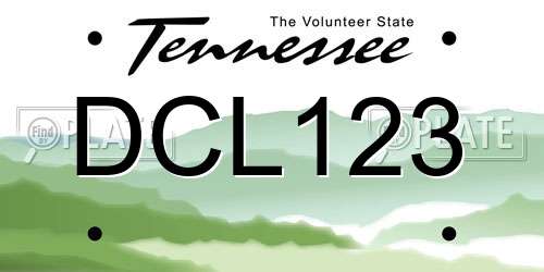 DCL123 Tennessee License Plate