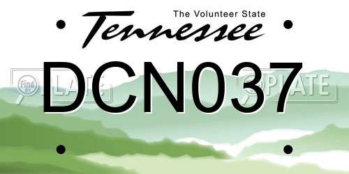 DCN037 Tennessee License Plate