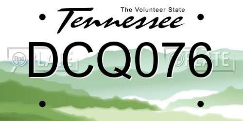 DCQ076 Tennessee License Plate