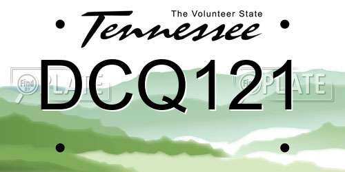 DCQ121 Tennessee License Plate