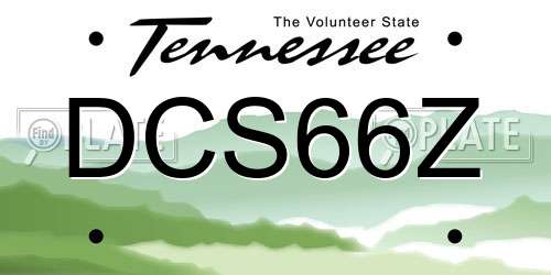 DCS66Z Tennessee License Plate