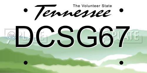 DCSG67 Tennessee License Plate