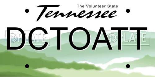 DCTOATT Tennessee License Plate