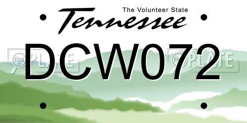 DCW072 Tennessee License Plate