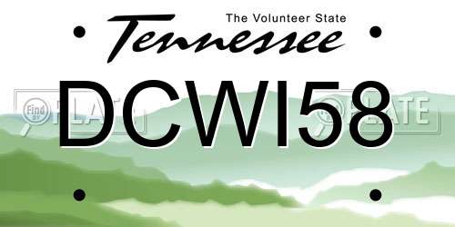 DCWI58 Tennessee License Plate