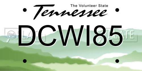 DCWI85 Tennessee License Plate
