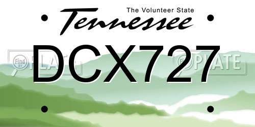 DCX727 Tennessee License Plate