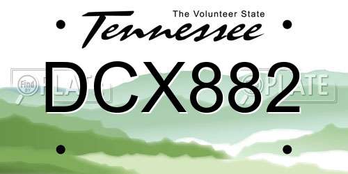DCX882 Tennessee License Plate