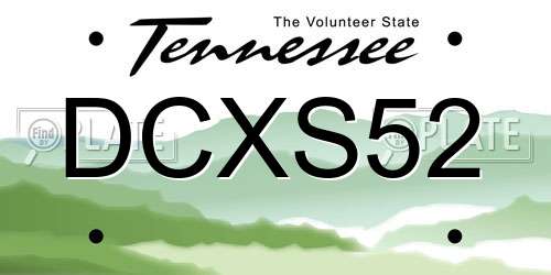 DCXS52 Tennessee License Plate