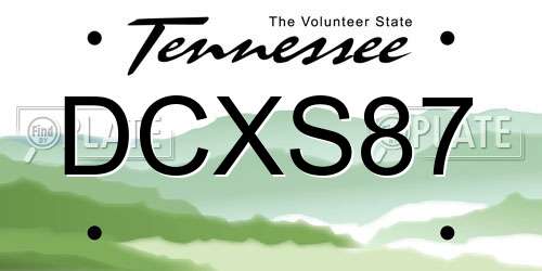DCXS87 Tennessee License Plate