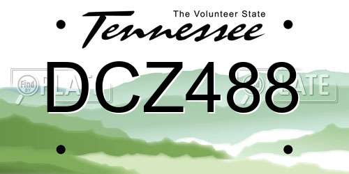 DCZ488 Tennessee License Plate