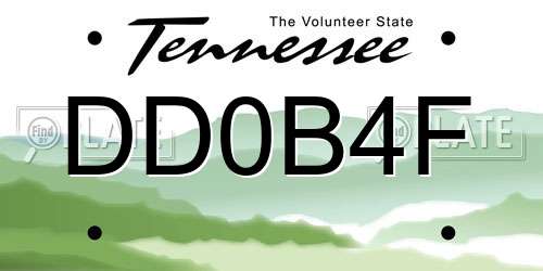 DD0B4F Tennessee License Plate