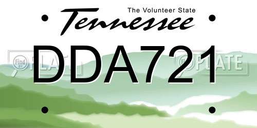 DDA721 Tennessee License Plate