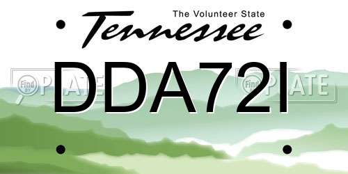 DDA72I Tennessee License Plate