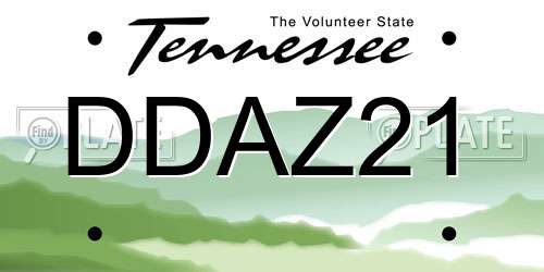DDAZ21 Tennessee License Plate