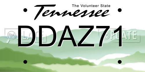 DDAZ71 Tennessee License Plate