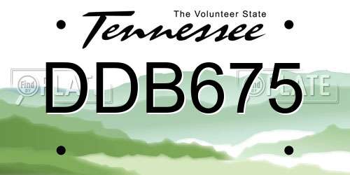 DDB675 Tennessee License Plate