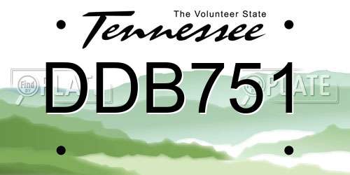 DDB751 Tennessee License Plate
