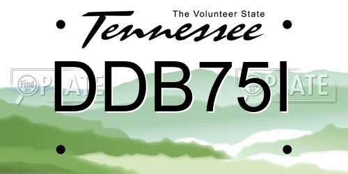 DDB75I Tennessee License Plate