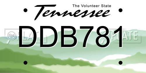 DDB781 Tennessee License Plate