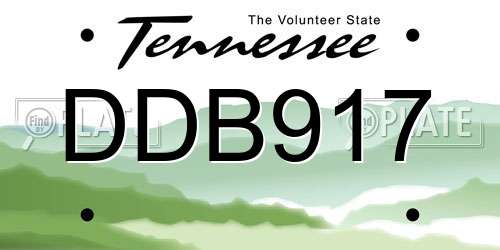 DDB917 Tennessee License Plate
