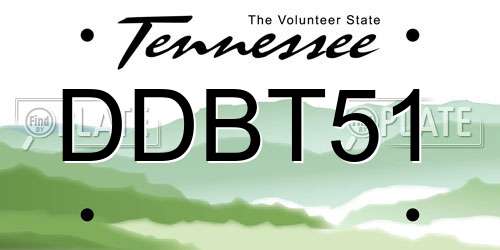 DDBT51 Tennessee License Plate