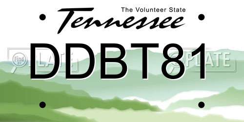 DDBT81 Tennessee License Plate