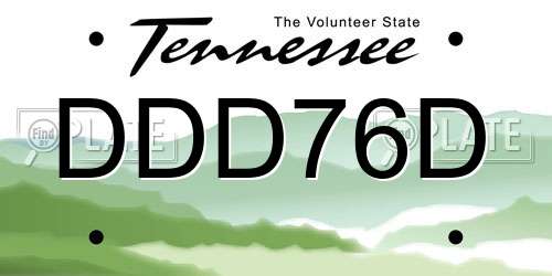 DDD76D Tennessee License Plate