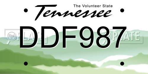 DDF987 Tennessee License Plate