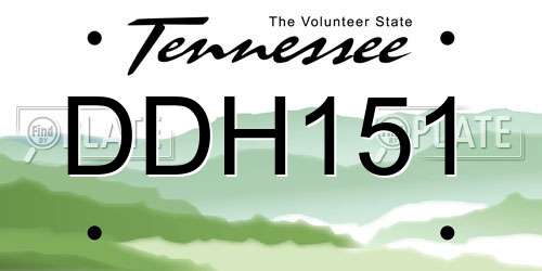 DDH151 Tennessee License Plate