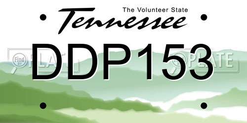 DDP153 Tennessee License Plate