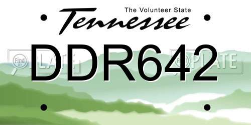 DDR642 Tennessee License Plate