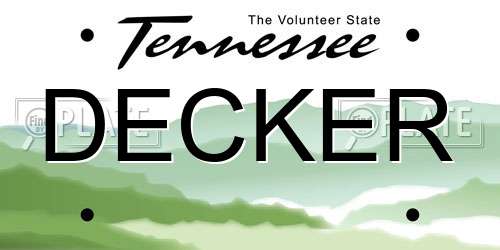 DECKER Tennessee License Plate