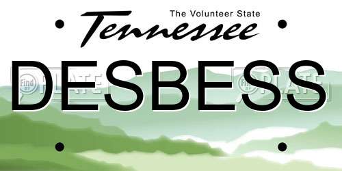 DESBESS Tennessee License Plate